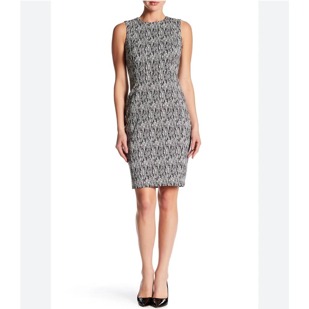 Calvin Klein Abstract Print Sleeveless Dress Size 4 Black White